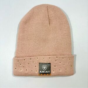 Ariat Blush Pink Knit Beanie with Metallic Gold Rhinestone Crystal Accents